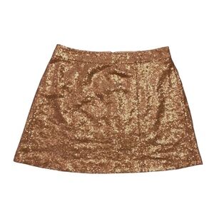 Decree Women’s Bronze Rose Gold Sparkling Sequin Back Zip Mini Skirt Size M